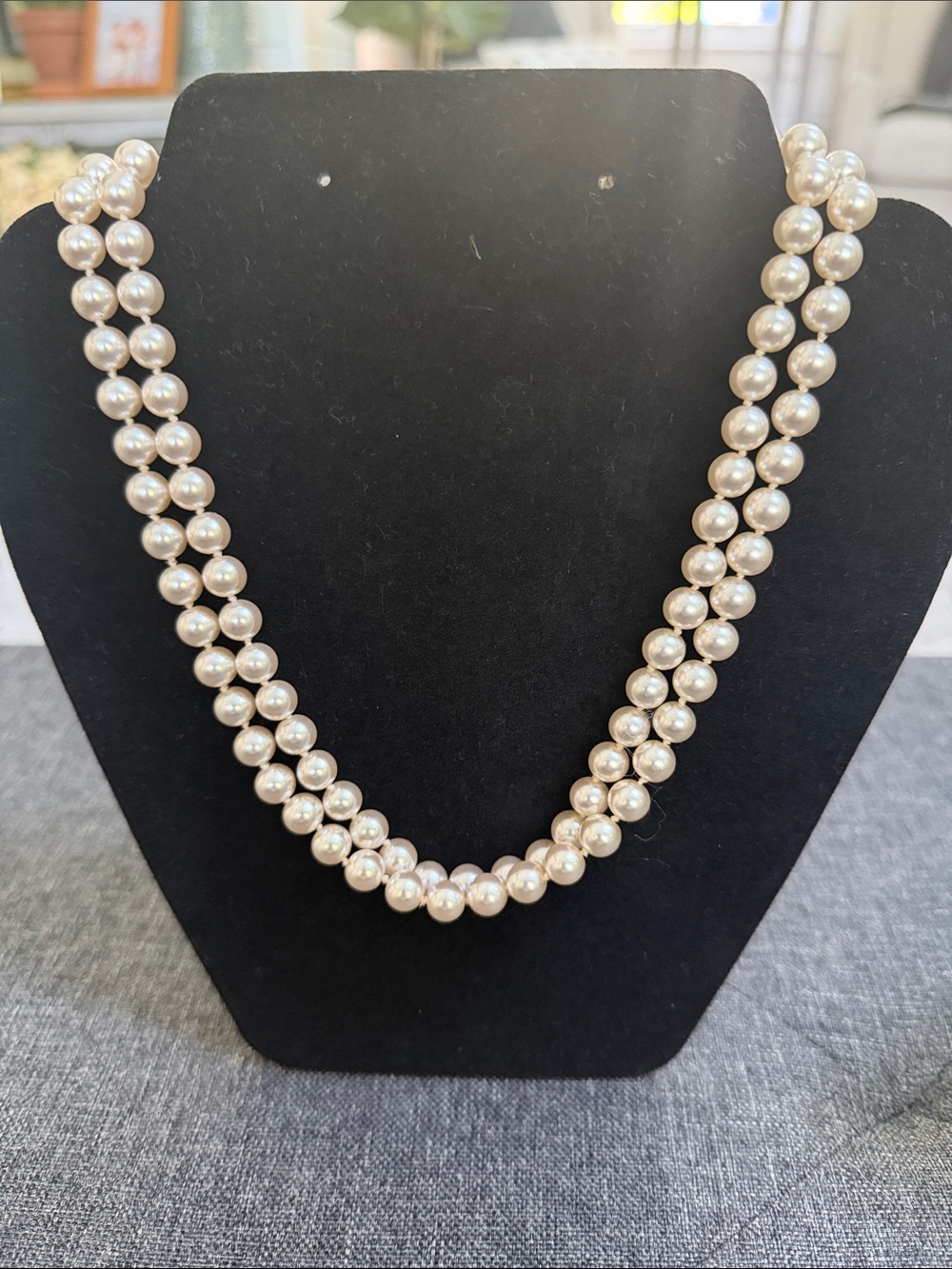 Classic Double Strand White Pearl Necklace - Women Jewelry